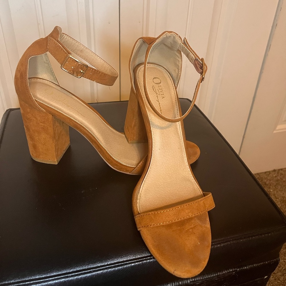 Tan block heels
